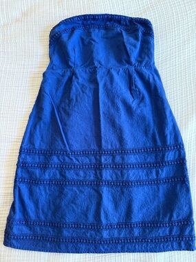 Strapless Royal Blue Crochet-Trim Sundress
